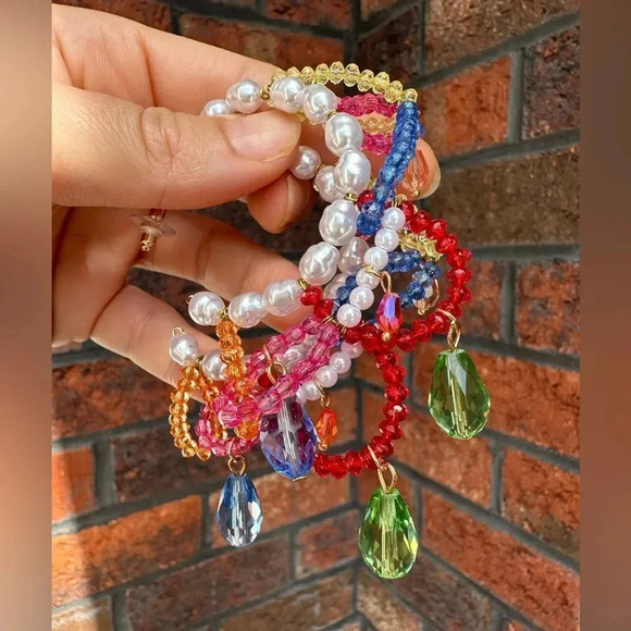 Zara Pearls & Gems Hoop Earrings - Picture 4 of 7